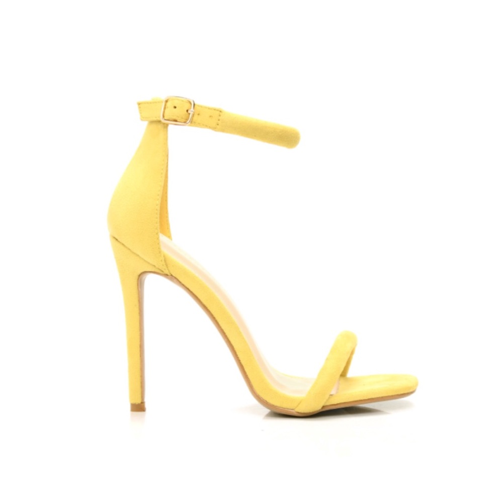 Yellow open toe heel